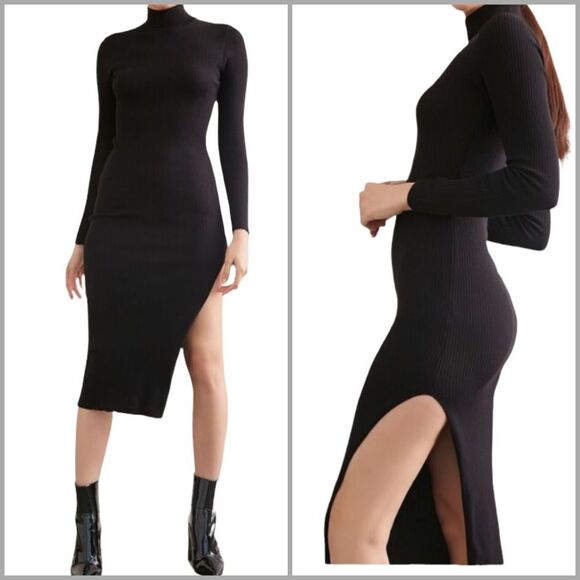 FOREVER 21 Mock Neck Ribbed Knit Dress - Picture 2 of 3